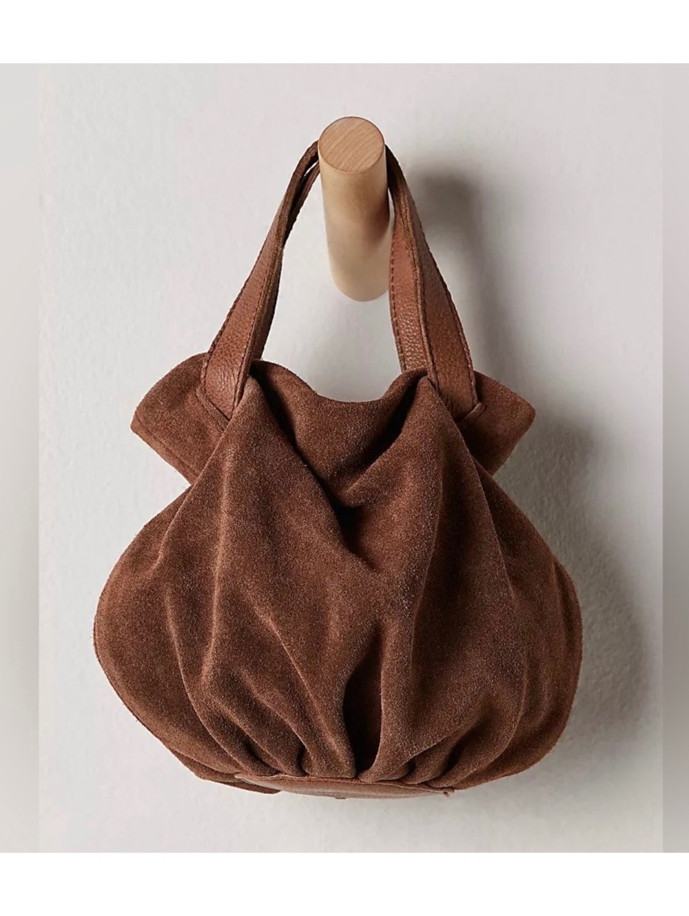 NWT Free People Suki Mini Tote Suede Brown Handbag - Picture 2 of 8
